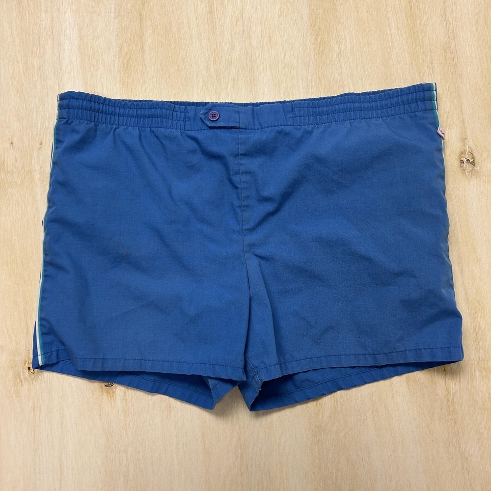 Vintage Jantzen Swim Shorts Mens 2XL Blue Mesh Lined Elastic Waist USA Trunks